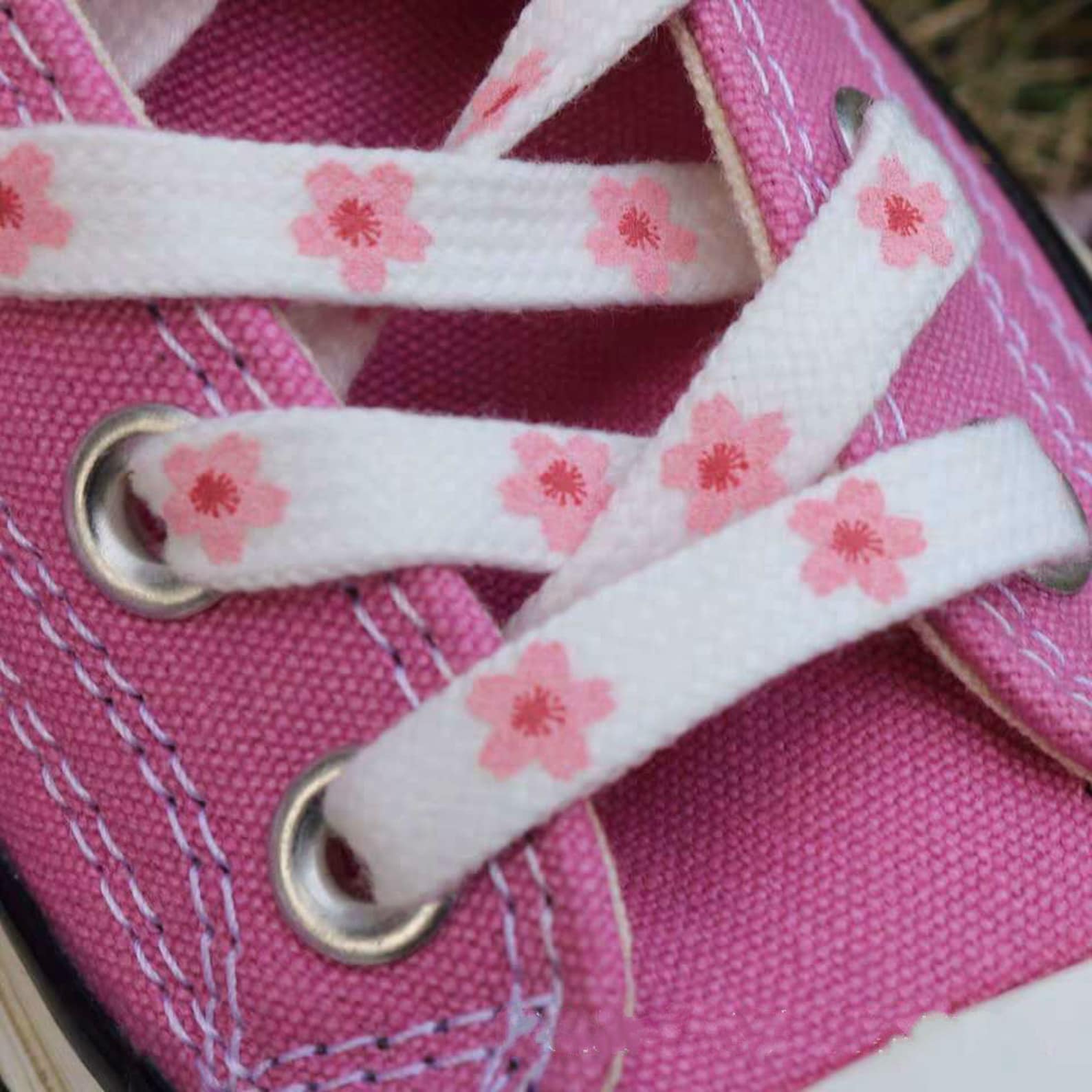 Sakura Shoelaces Pink Shoelaces Flower Shoelace White Etsy