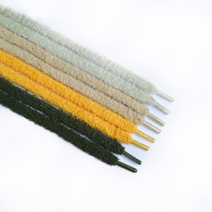 Fuzzy Laces, Green Shoelaces, Khaki Shoelaces - ONE PAIR