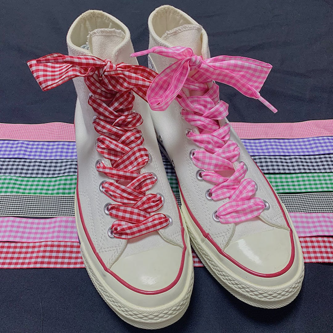 Gingham Shoelaces Plait Shoe Strings Cotton Shoelace Cotton Etsy