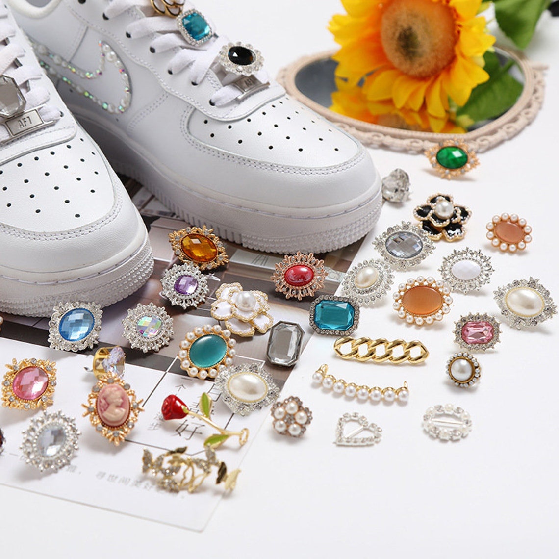 NEW Pearl Flower Shoelace Charms Flower Shoelaces Etsy