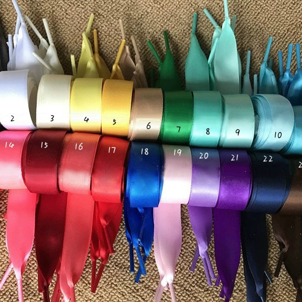 Band Spitze, Satin Spitze - Multicolor (EIN PAAR), Band Schnürsenkel mit Personalisieren Text