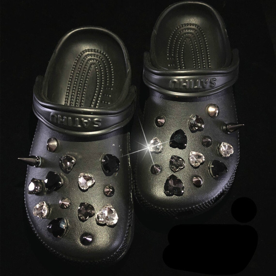 black crocs with gems black crocs with gems