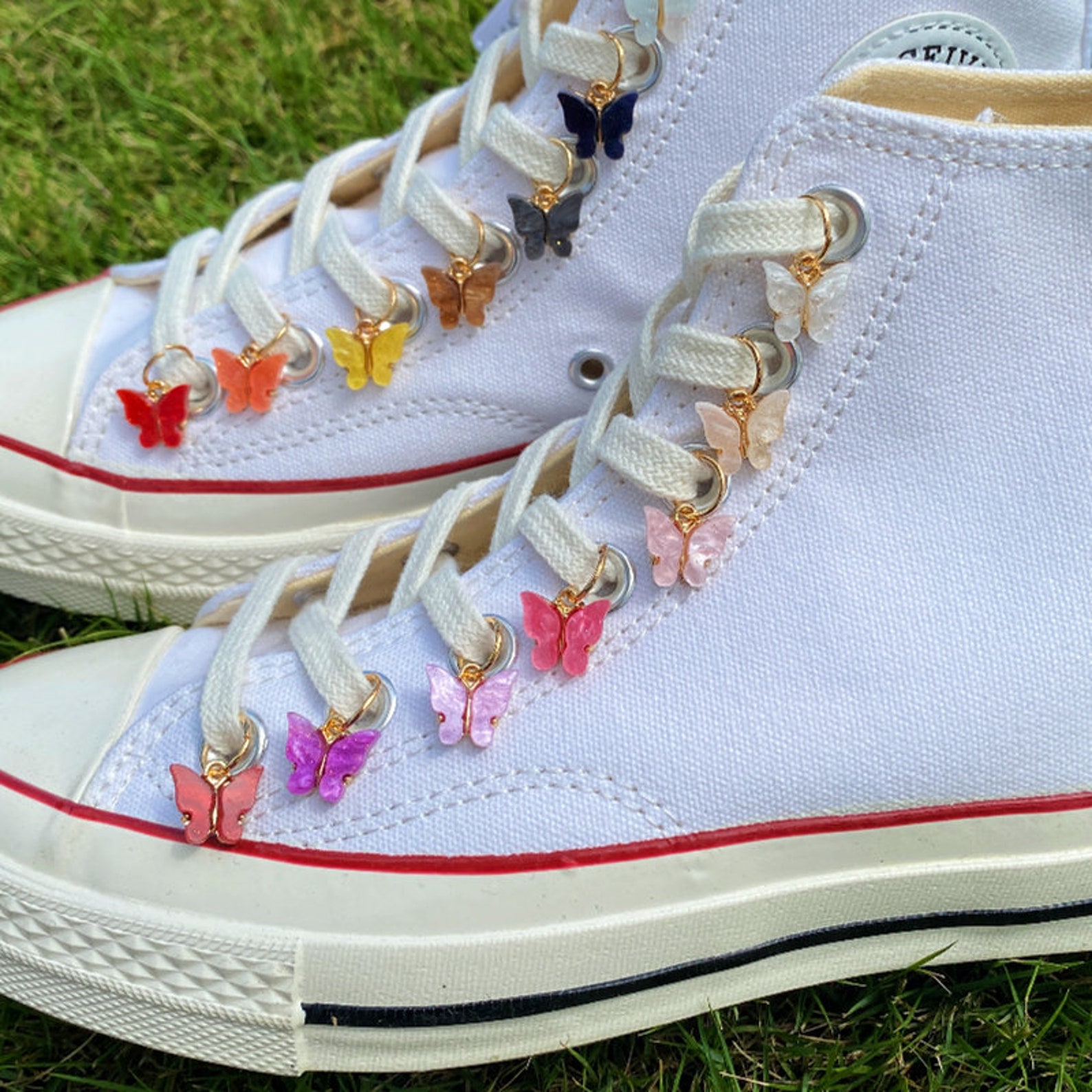 Glitter Butterflies Shoelace Charms Pink Butterflies Laces Etsy