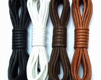 Waxed Shoelaces, Hiking Boot Laces, Rope Shoe Strings  - ONE PAIR