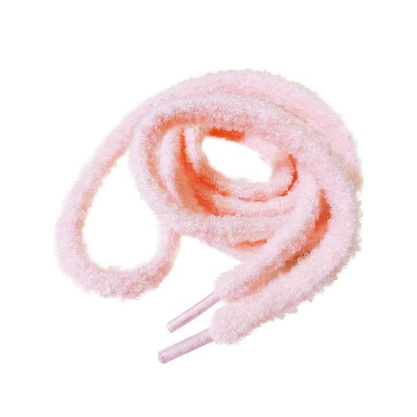 Fuzzy Laces, Pink Shoe Laces, Creamy White Shoe Laces - ONE PAIR