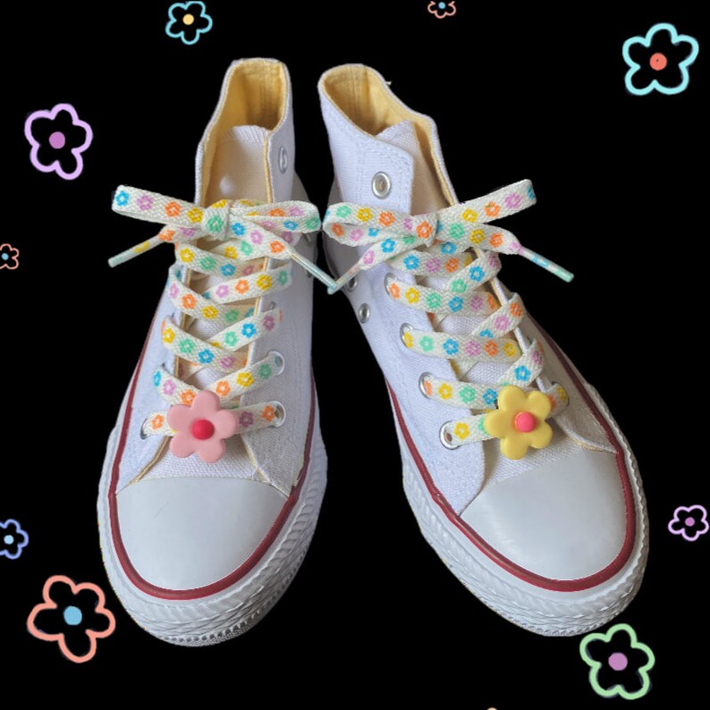 Floral Shoestrings Sneaker Shoelaces With Flower Charms ONE - Etsy