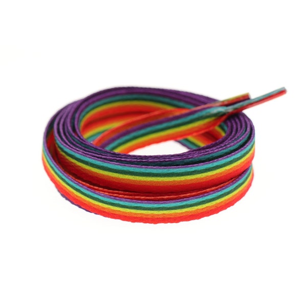 Rainbow Shoelaces, Flat Shoe Strings - ONE PAIR