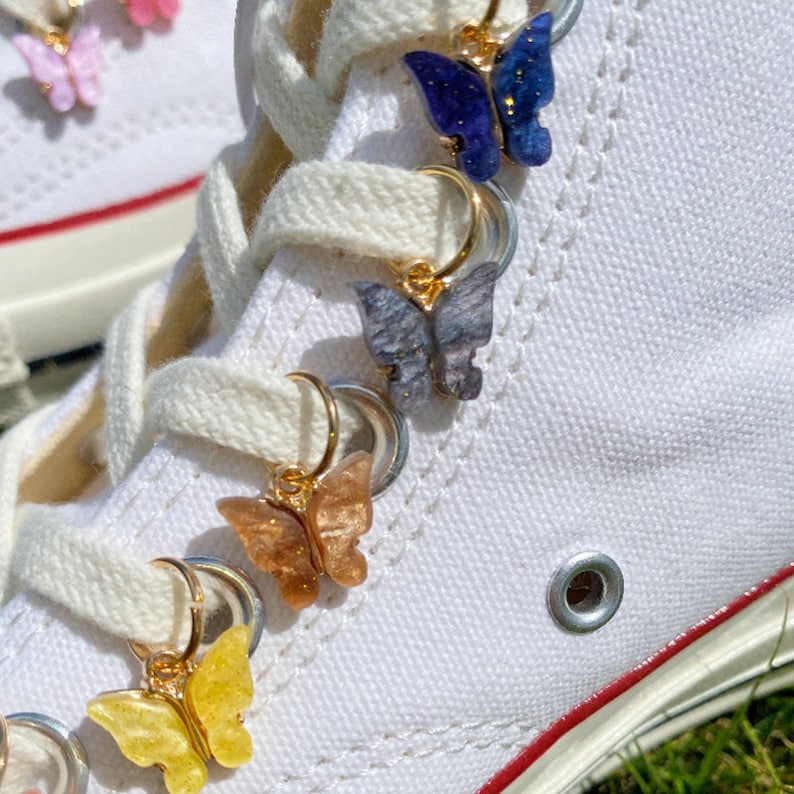 Glitter Butterflies Shoelace Charms Pink Butterflies Laces Etsy