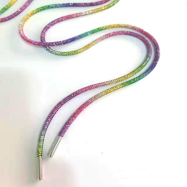 1pair Rhinestone Rope Shoe Laces, Shiny Shoe Strings, Sparkle Laces 5 Colors image 7
