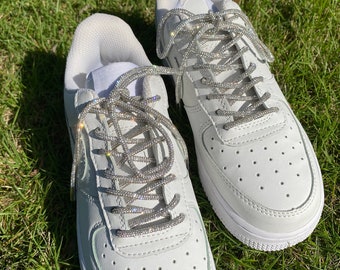 Glitter Rope Shoe Laces with Silver Metal Stopper - 1 pair