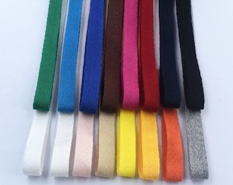 Cordes plates en coton de 1 cm - 16 couleurs