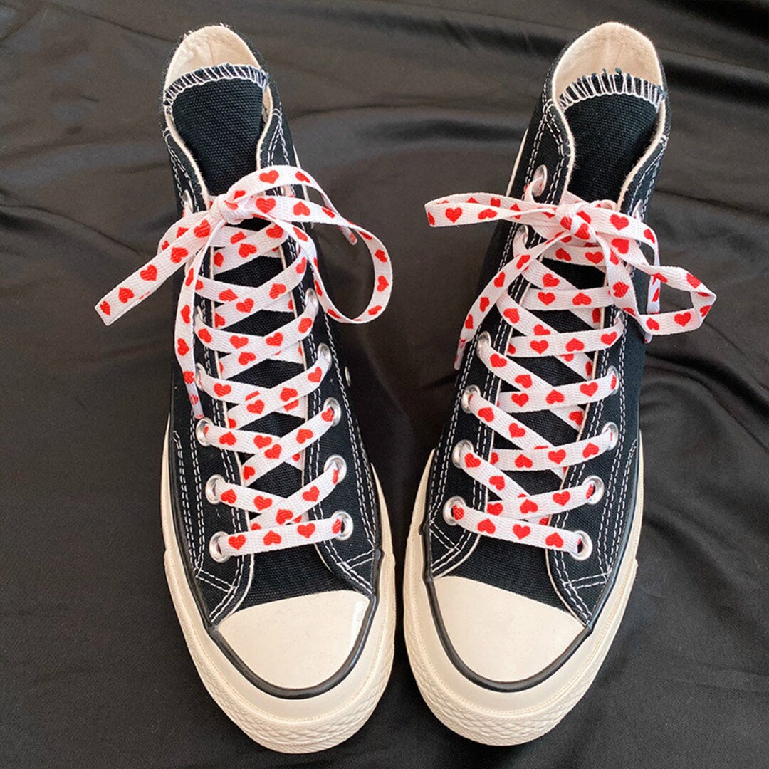Red Heart Laces, Red and White Shoelaces ONE PAIR - Etsy