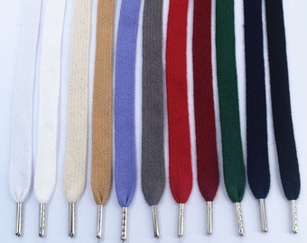 15mm Hoodie Drawstrings With Metal Tips, Flat Hoodie Laces, Double-layer Cotton Laces With Drawstrings Threader Gift