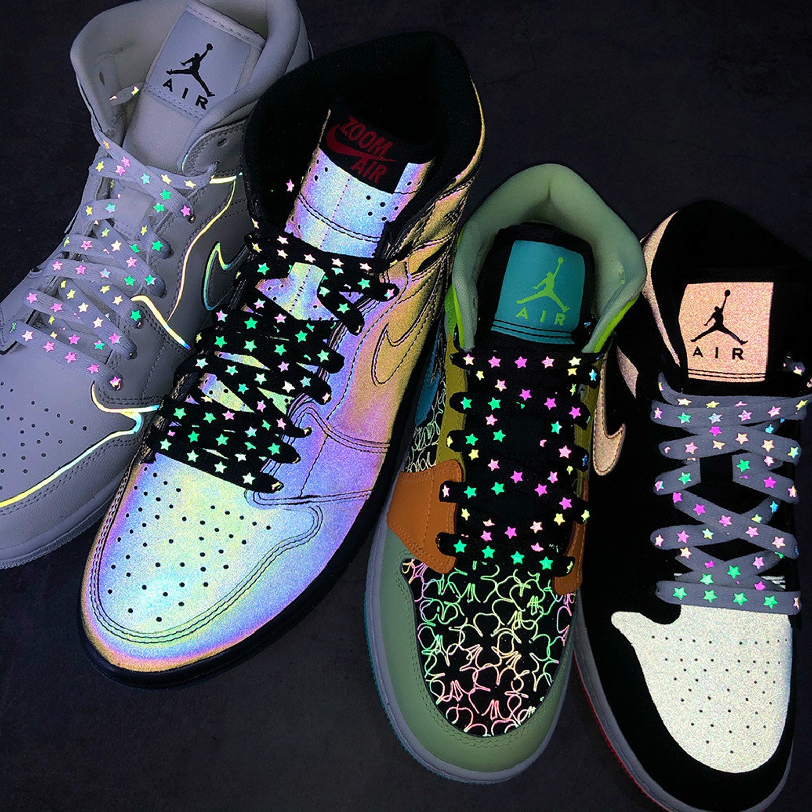 Star Reflective Shoe Laces Nike Shoe Reflective Lace Star Etsy