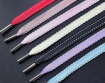 10mm Ribbon Lace With Metal Ends, Satin Shoelace