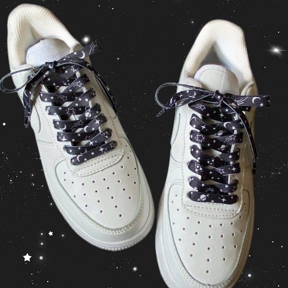 Star and Moon Black Shoelaces ONE PAIR Etsy UK