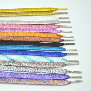 Metallic Shoelaces With Metal Aglets - ONE PAIR