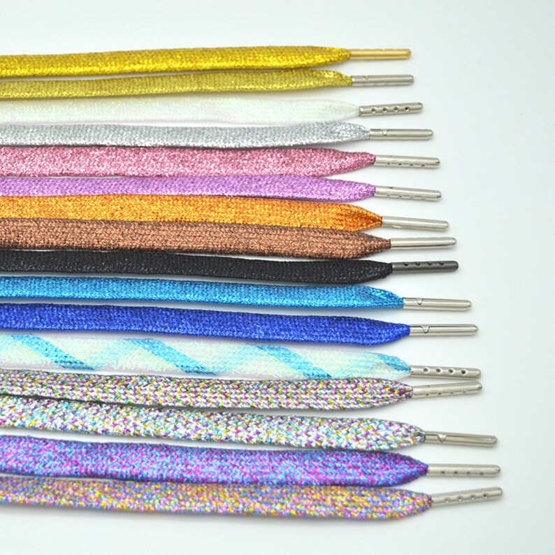 Metallic Shoelaces With Metal Aglets ONE PAIR Etsy