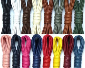 Waxed Shoelaces, Hiking Boot Laces, Rope Shoe Laces, Round Cord Shoelaces, Long Shoelaces - ONE PAIR