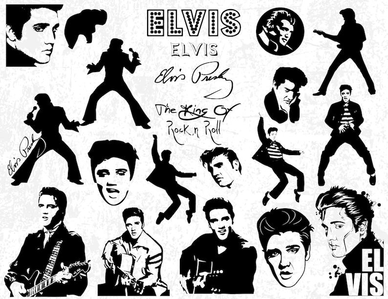 Download 21 Elvis Presley Silhouettes Elvis Stencil Elvis | Etsy