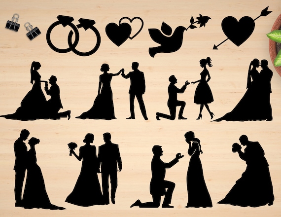 Wedding Couple Silhouette Couple Svg Silhouettes Wedding Etsy