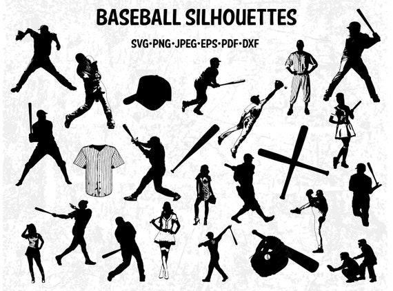 Download Free 24 Baseball Silhouettes Baseball Svg Cut Files Baseball Svg Etsy SVG Cut Files