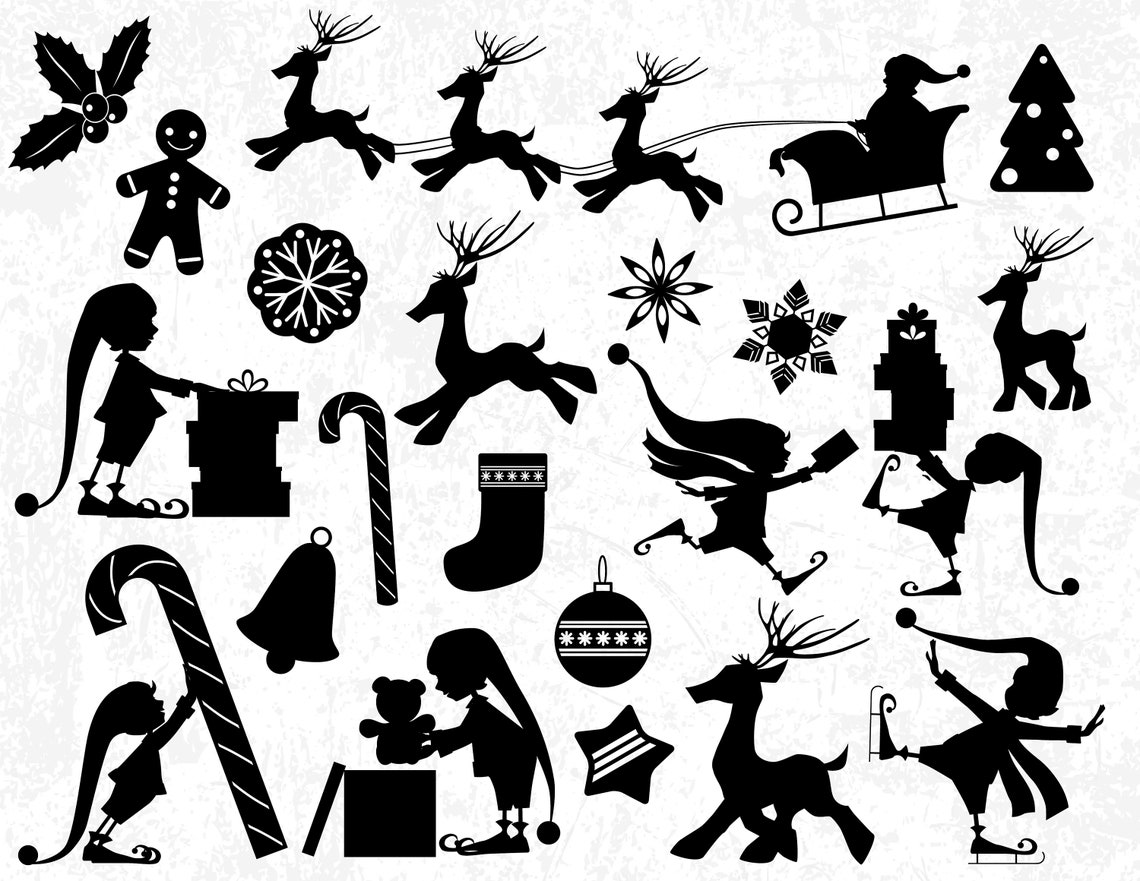 Weihnachten Silhouetten Weihnachten Silhouette Clip Arts Cut - Etsy.de