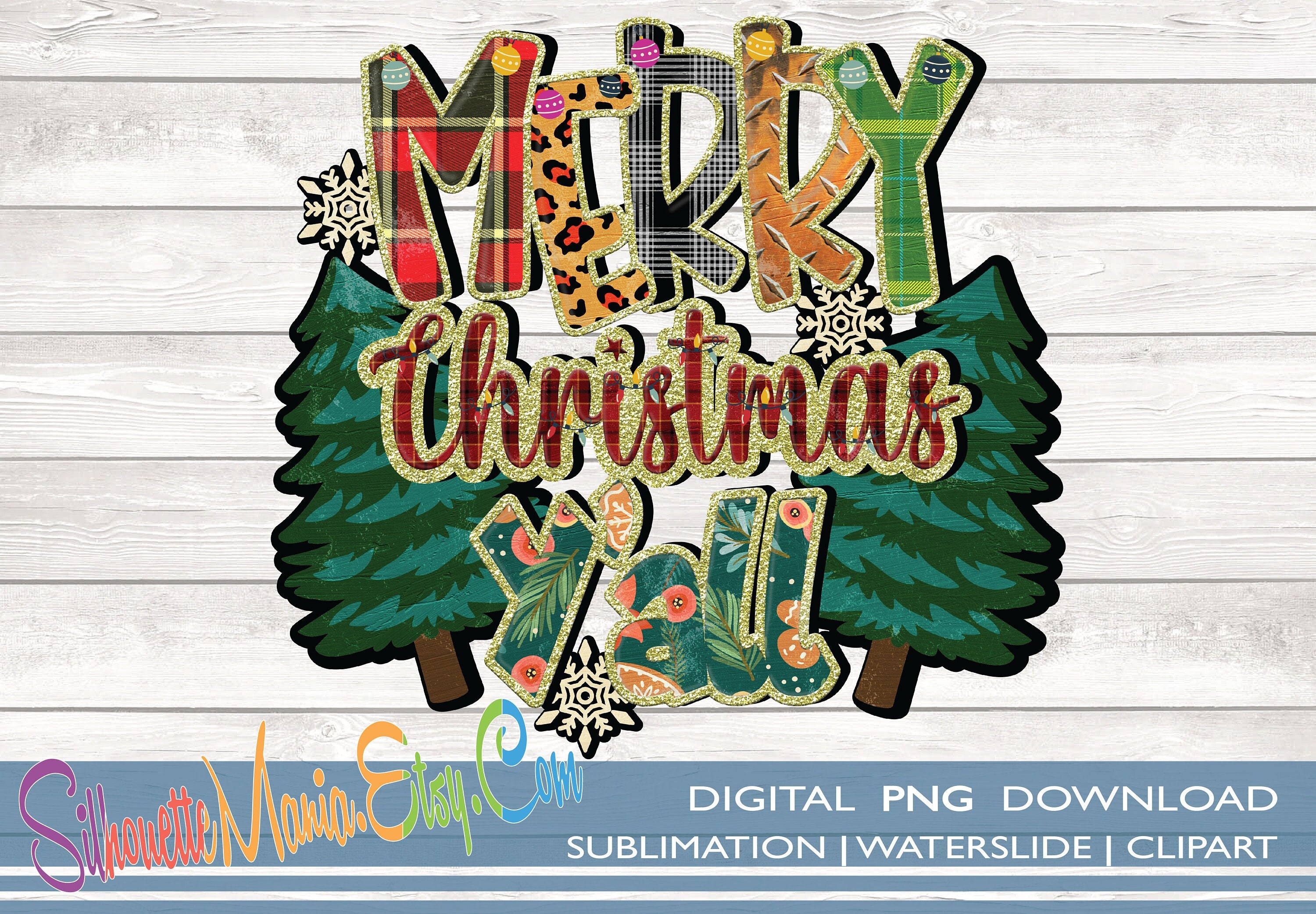Merry Christmas Y'all Sublimation Design Weihnachten Etsy.de