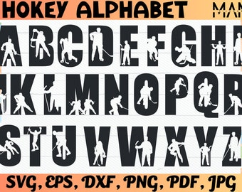 Hockey Alphabet Svg Cut File, Instant Download, Commercial use