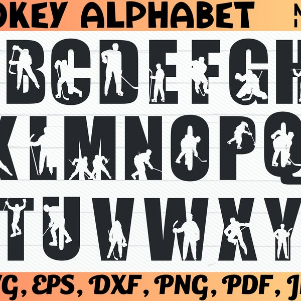 Hockey Alphabet Svg Cut File, Instant Download, Commercial use