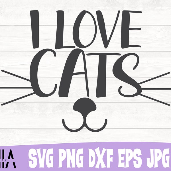 I Love Cats Svg, Cat Quote Svg, Cat Mom Svg, Pet Svg, Commercial Use