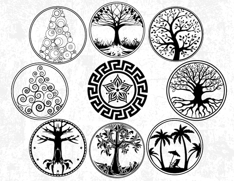 Download Tree Of Life Silhouettes Tree Of Life Sencil Silhouette | Etsy