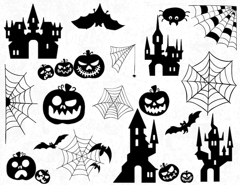Halloween Silhouettes, Scary Halloween Silhouettes, Pumpkin Silhouettes, Halloween SVG, Halloween, Fall Silhouettes, Scary Castles