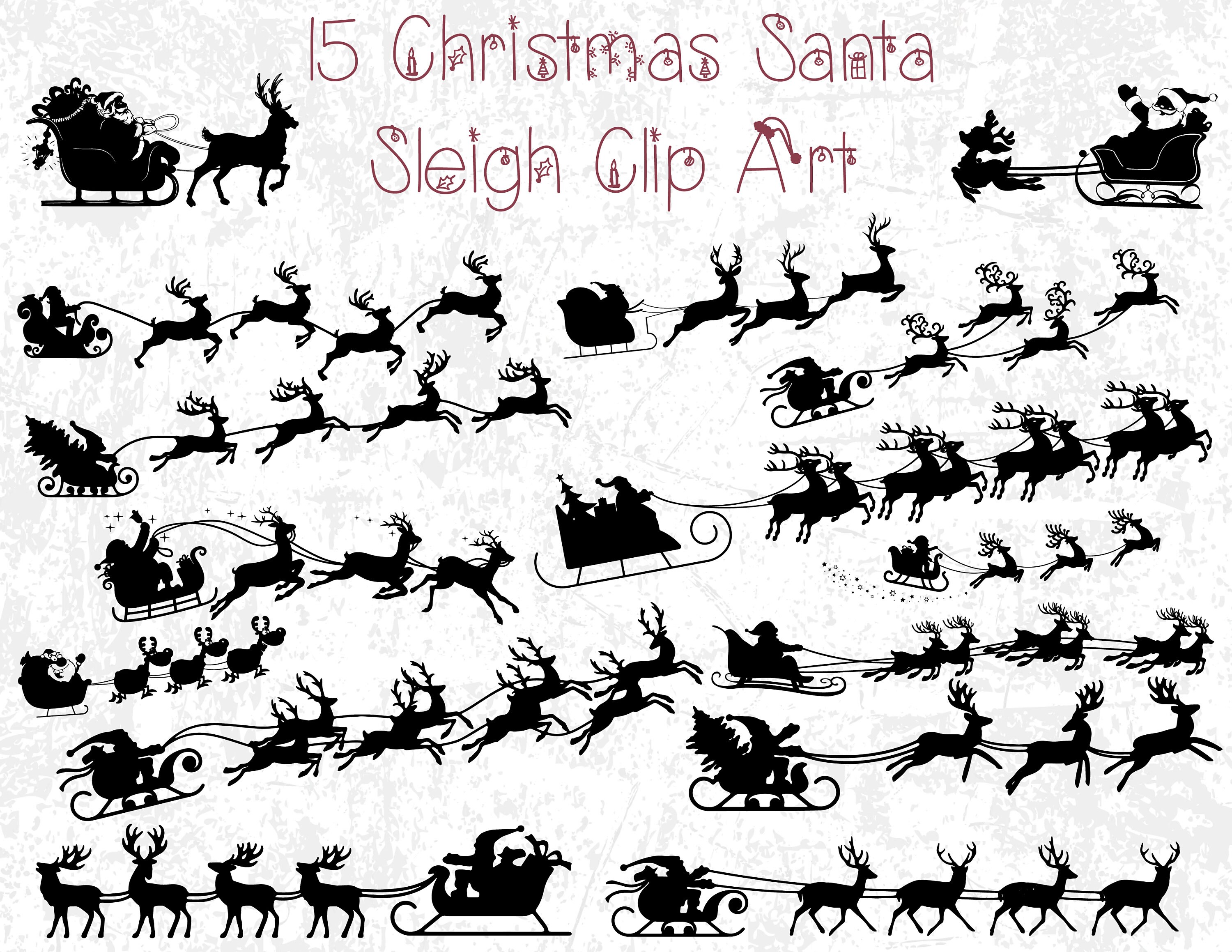 Download Santa Sleigh with Reindeer SVG Silhouette Vinyl Christmas | Etsy