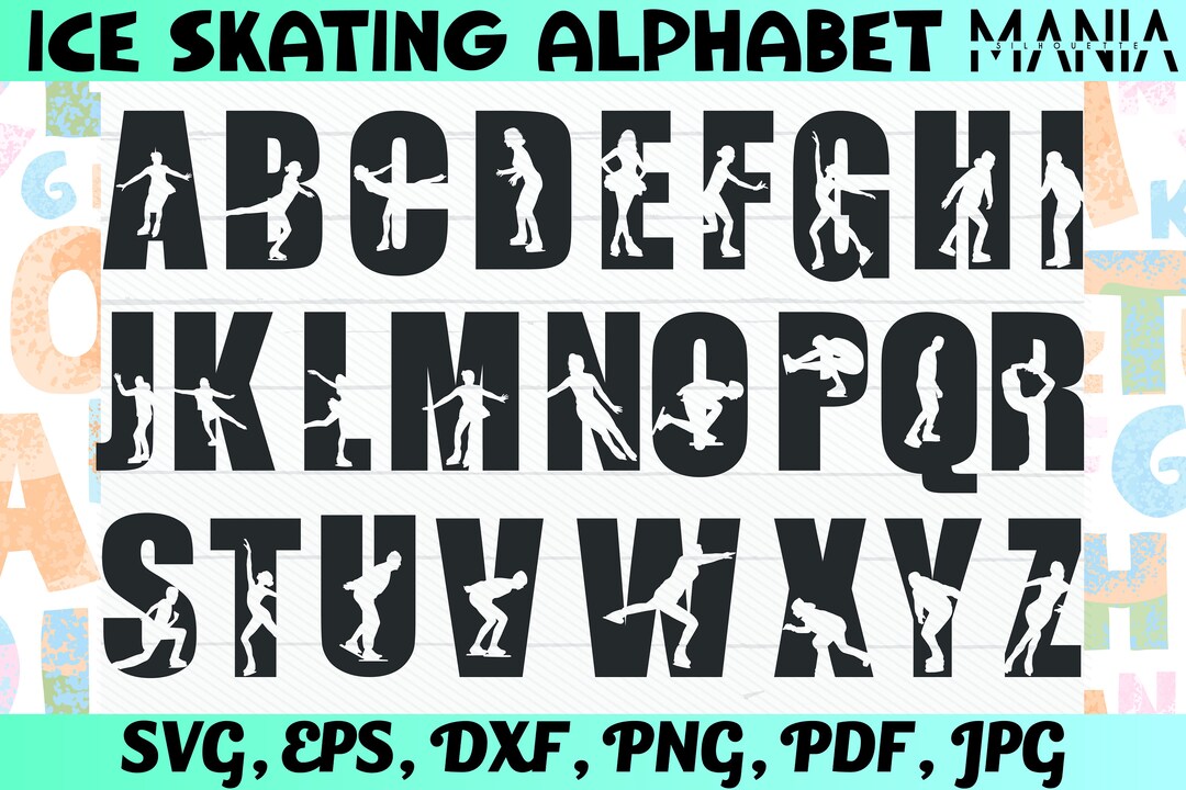Ice Skating Alphabet Svg Cut File, Instant Download, Commercial Use Etsy