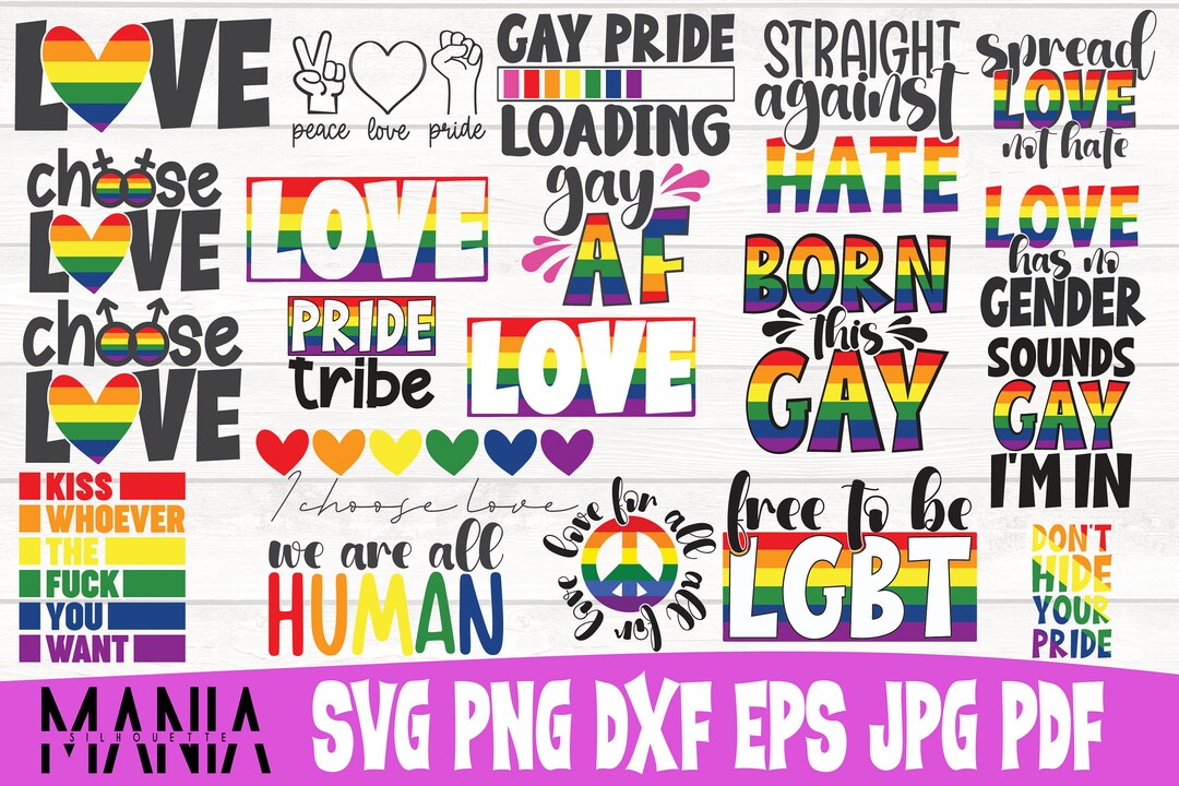 20 Gay Pride Svg Cut File , LGBT SVG Cut Files, Commercial Use, Instant ...