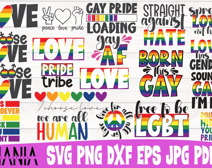20 Gay Pride SVG Cut File, LGBT SVG Cut Files, kommerzielle Nutzung ...