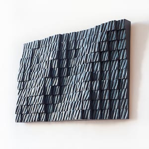 Modern Wood Carving Wood Wall Sculpture Parametric Wall Art 3D Decor. Abstract Wood Block Bas Relief Minimalist Dimensional Wall Panel