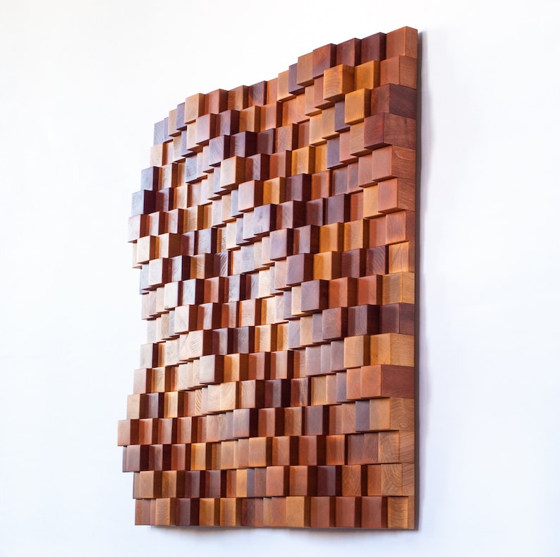 Wood Block Wall Art Parametric 3D Wall Sculpture Mosaic Etsy