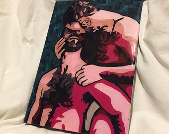 Homoerotic Collage - Paper Mosaic - Besitos Pa'trás - gay kiss, gay love