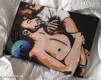 Homoerotic Collage - Paper Mosaic - Besame Mucho - gay kiss, gay love