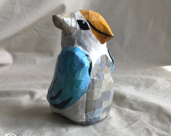 Papier-mâché Bird Figure - Horned Icy Pigeon