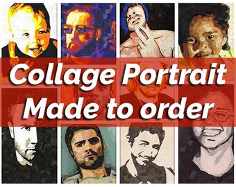 Collage Portrait Made to order - paper mosaic