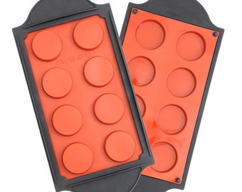Oggibox 8-Cavity Silicone Round Mold with Frame for Soap, Bread, Loaf, Muffin, Brownie, Cornbread, Cheesecake, Pudding, and More