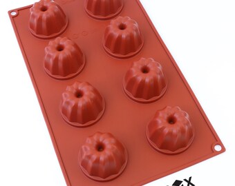 Oggibox 8-Cavity Caneles and Bordelais Fluted Cakes Silicone Mold for Brownie, Cornbread, Cheesecake, Pudding, and More Pack of 2