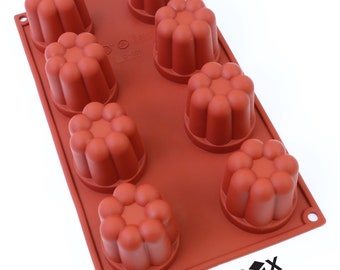 Oggibox Q-51 8-Cavity Caneles and Bordelais Fluted Cakes Silicone Mold for Muffin, Cornbread, Cheesecake, Pudding, and More Pack of 2