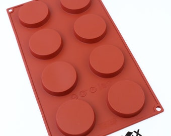 Oggibox 8-Cavity Silicone Round Mold for Soap, Bread, Loaf, Muffin, Brownie, Cornbread, Cheesecake, Pudding, and More Pack of 2