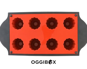 Oggibox 8-Cavity Caneles and Bordelais Fluted Cakes Silicone Mold with Frame for Muffin, Brownie, Cornbread, Cheesecake, Pudding, and More