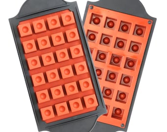 Oggibox 24-Cavity Mini Square Cube Silicone Mold with Frame for Soap, Cake, Bread, Cupcake, Cheesecake, Cornbread, Muffin, Brownie, and Ice