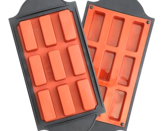 Oggibox 9-Cavity Narrow rectangle Silicone Mold with Frame for Soap, Bread, Loaf, Muffin, Brownie, Cornbread, Cheesecake, Pudding, and More